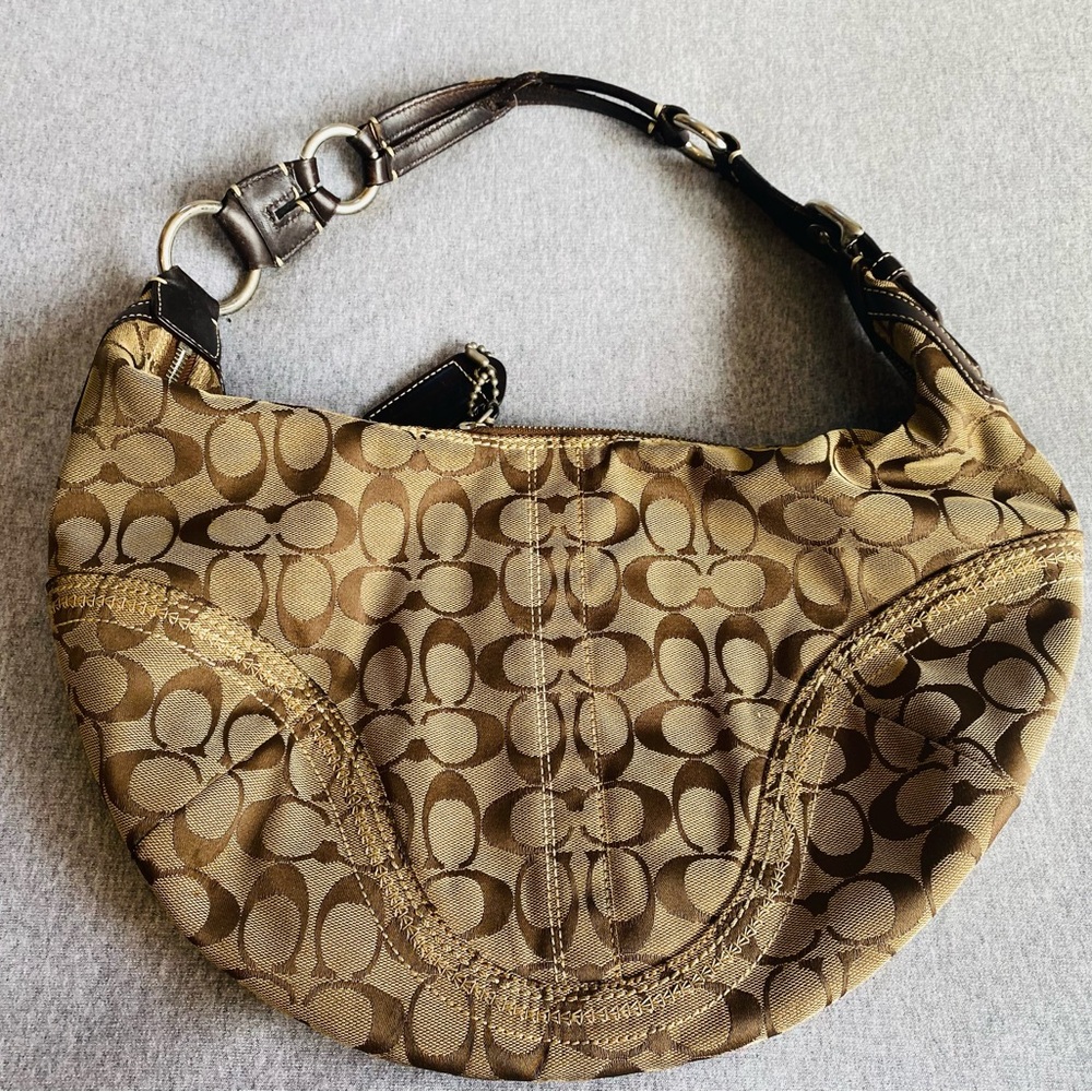 Y2K Coach Authentic Hobo Brown Signature C Shoulder Hand Bag Purse K 10601 - Picture 15 of 16